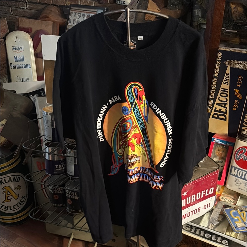 Harley-Davidson Black Long Sleeve Tee with Vibrant Graphic Scotland dealer